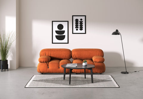 Belia - Belia Two Seater Sofa, Apricot Velvet