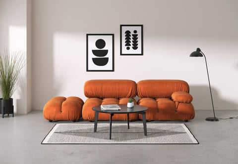 Belia - Belia Open End Sofa, Left, Apricot Velvet